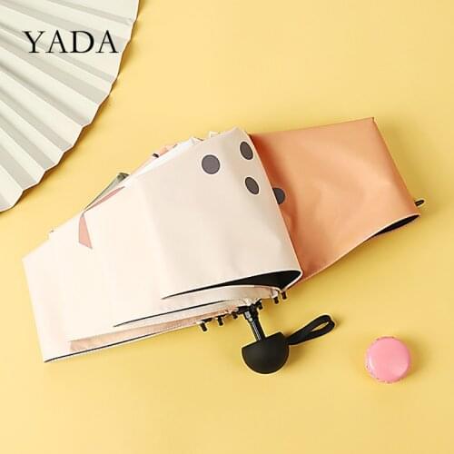YADA Hand-Painted Colorful Pattern Mini Small Umbrella 8 Bones Five Pocket Folding Umbrella For Women Girl UV Umbrella YD200236