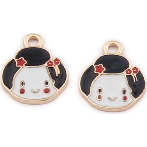 10Pcs Cute Fan Cherry Blossoms Japanese Style Metal Charms DIY Craft Making Earrings Bracelet Jewelry Findings Accessories