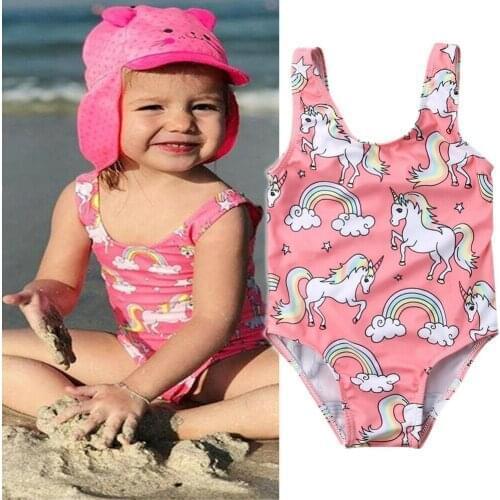 2018 Brand New Toddler Infant Newborn Baby Kids Girls Swimsuit Swimwear Bathing Suit Tankini Bikini Unicorn Rainbow Costume 0-3T