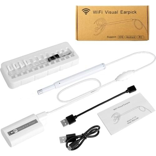 3 in 1 Ear Cleaning Endoscope USB Visual Ear Spoon 5.5mm 720P Camera Earpick Otoscope with 6 LED Lights Earwax Remover Tool D0UE