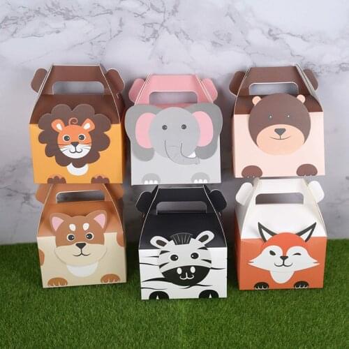 5pcs Animal Gift Box Baby Shower Paperboard Candy Cookie Box Treat Kids Birthday Paper Boxes For Packaging Supplies