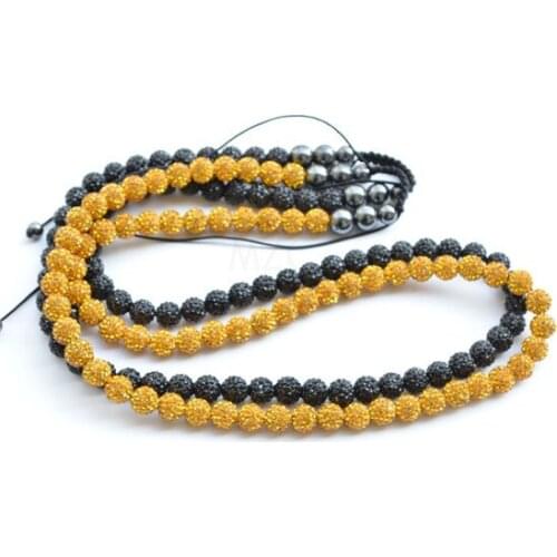 Promotion!12mm Best gold micro pave CZ Disco Beads black crystal Necklace For men wonmen jewelry Gift hf24