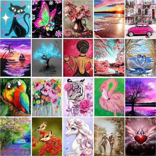 DIY 5D Diamond Painting Full Circle Diamond Mosaic "Animals in the Flowers" Diamond Embroidery Rhinestone Home Decoration Gift