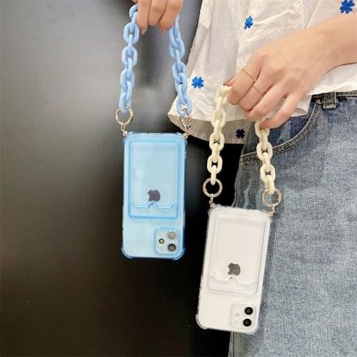 Moskado Solid Color Card Bag Luxury Chain Bracelet Shockproof Phone Case For iPhone 11 12 Pro Max Mini X XS XR 7 8 Plus SE 2020