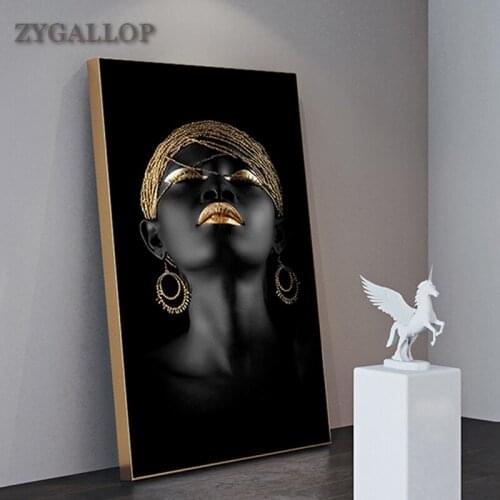 Black African Woman Wall Art Posters and Prints Modern Art Canvas Painting Scandinavian Wall Pictures For Living Room Decoration