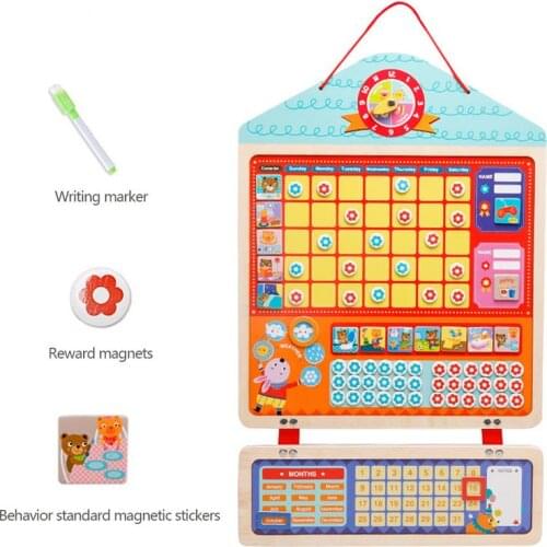 Kid Wooden Magnetic Reward Activity Responsibility Chart Calendar Schedule Educational Learning Toys for Children Target Board