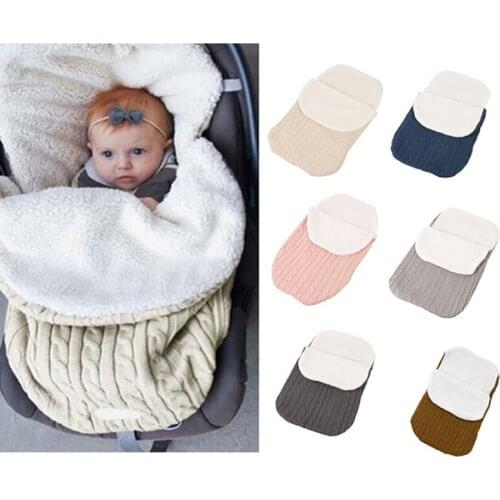 Baby Sleeping Bag Infant Winter Warm Thickening Plus Velvet Knit Warm Sleeping Bag Wool Stroller Sleeping Bag