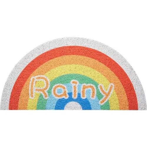 Home Rainbow Doormat Semicircle PVC Floor Mat Bathroom Door Entrance Non-slip Mats Cartoon Color Rug Dustproof Waterproof Carpet