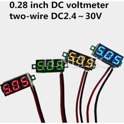 Two Wire 0.28 Inch 2.4-30V DC Digital Display Voltmeter Head LED Digital Voltmeter Anti-reverse Connection