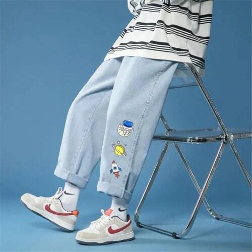 Cartoon Jean Pants Female Wide Leg Jeans Boyfriend Jeans Summer Pants High Waist Cool Harajuku Jeans Cool Stright Trousers