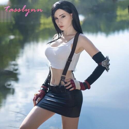 Hot Game Final Fantasy VII Cosplay Tifa Lockhart Cosplay Costume Women Girl Outfit Sports Vest Skirt Full Set Halloween Carnival