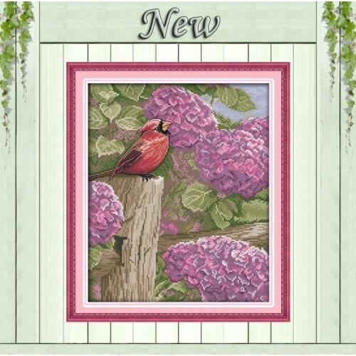 Pincushion Flowers and bird 11CT patterns printed on canvas 14CT needlework diy dmc cross stitch chinese Sets Embroidery kits