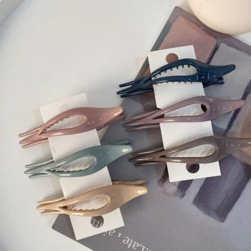Korean Morandi Color Hairpin Top Clip Fashion Design Color Dripping Plastic Duckbill Clip For Women Large Ponytail Clip