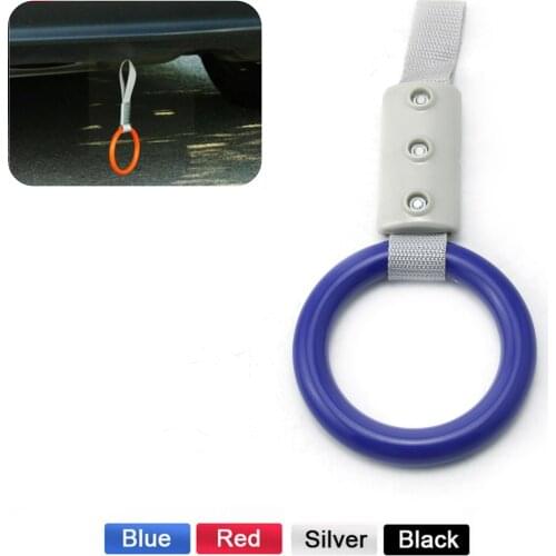 Round Car Interior Pull Ring Subway Train Bus Handle Strap Charm Drift JDM Racing Vehicle Rear Bumper Warning Loop Black Blue