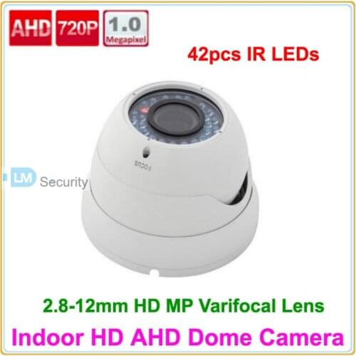 Lihmsek Metal Dome AHD Camera 1280*720P 1.0 Megapixel CCTV Indoor Dome Camera 2.8-12mm Varifocal Lens White(Black) Color