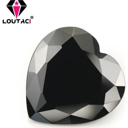 LOUTACI Colored Cubic Zirconia Heart Shape Black Color Good Quality Wedding Sets For Sale Middle Size 5x5-10x10mm