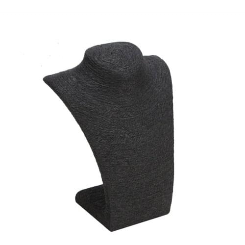 Mannequin Bust Necklace Stand Black Rope Wrapped Fashion Jewelry Display