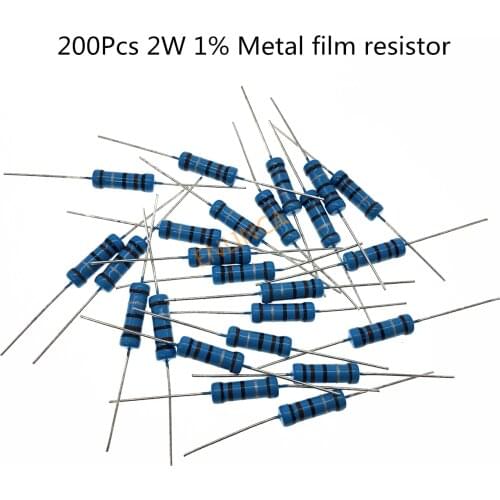 200pcs 2W 1% Metal film resistor 0.1R 0.12R 0.15R 0.18R 0.22R 0.24R 0.27R 0.3R 0.33R 0.36R 0.39R 0.43R 0.47R 0.5R 0.56R 1