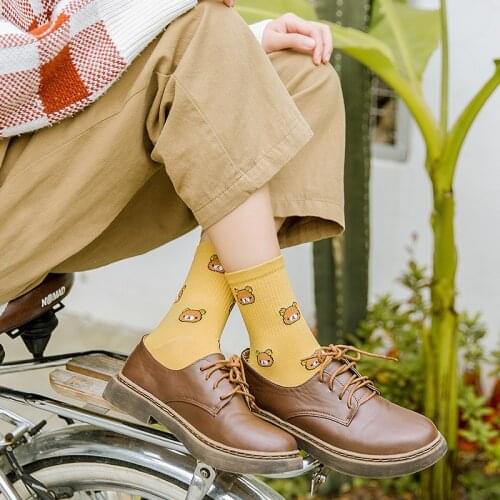 Cute Cartoon Womens Pure Cotton Funny Socks Cute And Fashionable Bear Socks Five Colors Of Pure Cotton Female socks