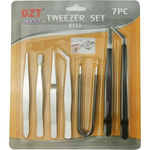Multi-style U-shaped Round Head Elbow Straight Tweezers Tool Kits 7pcs/set Anti-static Tweezers
