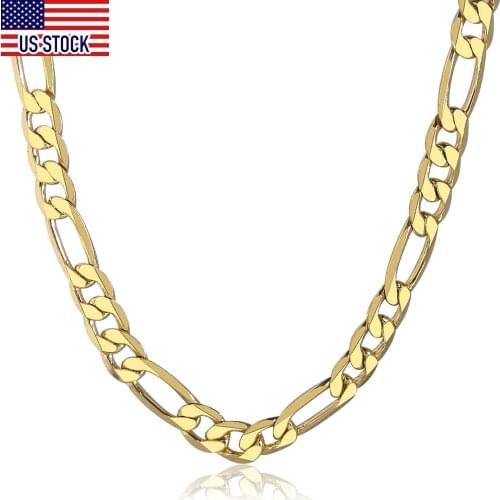 6mm Fashion Classic Figaro Chain Link Necklace for Men Women Gold Filled Jewelry Gifts 18-24inch Wholesale 2020 DGN18