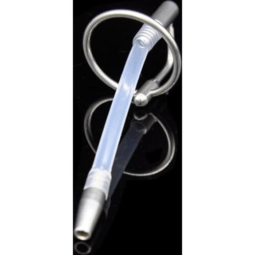 Male Stainless Steel Urethra Catheter with 2 size Cock ring,Penis Urinary Plug,Sex Toy,Adult Game,Urethra Stimulate Dilator A023