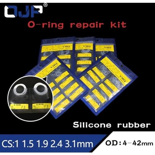 Multiple size repair kit combination White Silicon Rubber O-ring Silicone/VMQ thickness CS1/1.5/1.9/2.4/3.1mm Sealing Gasket