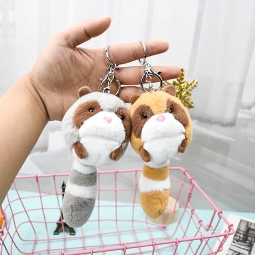 New cute Exquisite Stylish popular 18cm Odd-tailed bear raccoon doll Creative plush Soothing doll pendant keychain soft gift