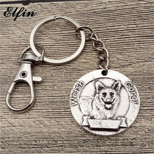 New Vintage Welsh Corgi Keychains Antique Silver Plated Welsh Corgi Key Chains Keyrings Pet Dog Jewellery