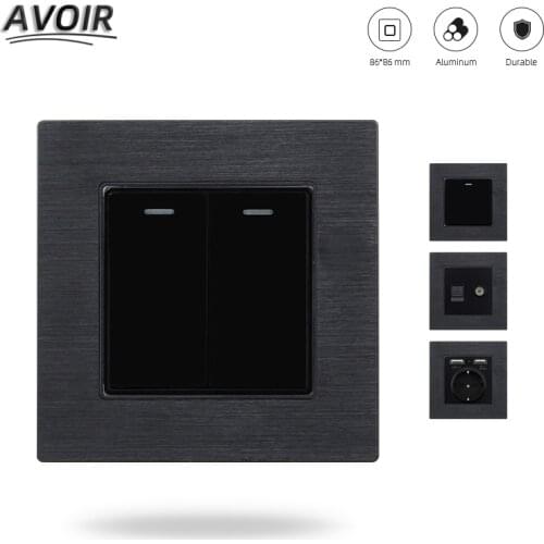 Avoir ON/OFF Wall Light Switch Button Switch EU FR Plug Dual USB Power Socket RJ45 TV Port Outlet Lamp Light