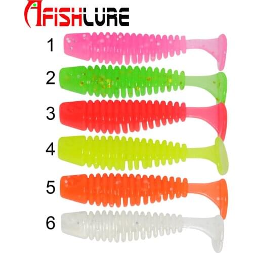 AR72 Luminous Small T Tail Soft Worm 38mm 0.85g 15pcs a Bag Mini Paddle Tail Soft Lure Baits Plastic Fishing Lure