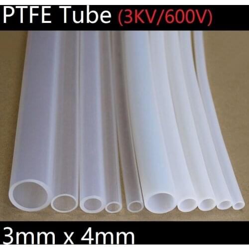 PTFE Tube ID 3mm x 4mm OD F46 Insulated Capillary Heat Protect Transmit Hose Rigid Pipe Temperature Corrosion Resistance 600V