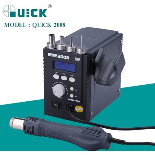 QUICK 2008 110V/220V 700W ESD Safe Heat Gun Lead-Free Hot Air Soldering Statio BGA Welding Desoldering SMD Rework Station Tools