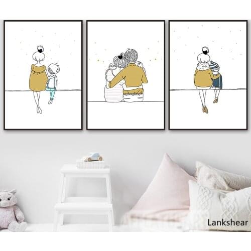 Happy Family Love Line Nordic Posters And Prints Wall Art Canvas Painting Nursery Wall Pictures Living Room Baby Kids Room Decor
