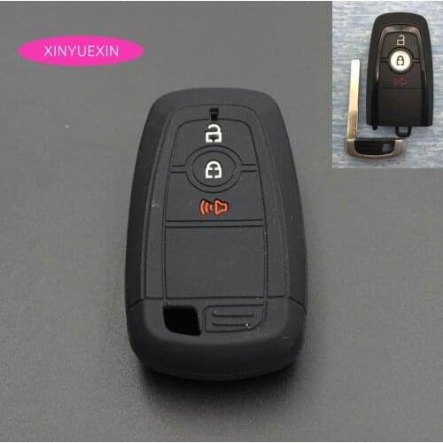 Xinyuexin Silicone Car Key Cover FOB Case for Ford 2017 Edge F250 3 Buttons Smart Key Case For Car-styLing Interior Accessories
