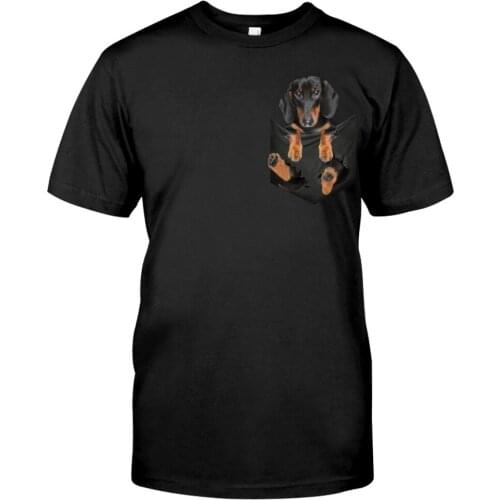 CLOOCL Funny T-Shirt Dachshund 3D Print Cotton Shirt Fashion Brand Harajuku Casual Top Round Neck Cotton Black Tee Drop Shipping