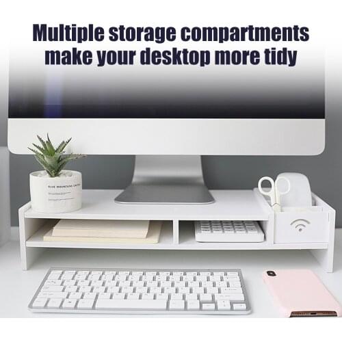 Occupied Pc Computer Monitor Stand Riser Laptop Holder Bureau Organizer Plank Easy mounting For Home School Office Desktop