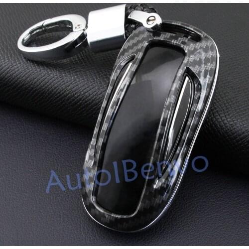 Carbon Fiber Car Key Protect Shell For 2016 2017 2018 2019 Tesla Model X Keychain Cover Protector Accessories