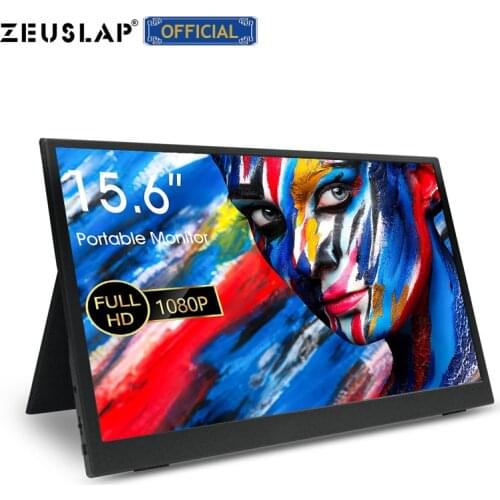 ZEUSLAP thin portable lcd hd monitor 15.6 usb type c hdmi for laptop,phone,xbox,switch and ps4 portable lcd 1080p gaming monitor