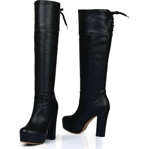 Fashion Thigh High Boots Women Platform Sexy Soft Stretch Knee High Boots High Heels Designer Long Shoes Lady Large Size 48