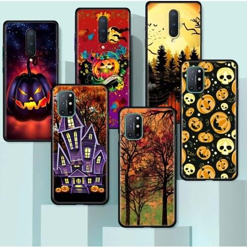 Ultrathin Smartphone Case For OnePlus 8 Nord 5G 8T 7 9 Pro N10 N100 9R OnePlus Z Black Soft Cover Shell Coque Halloween Pumpkin