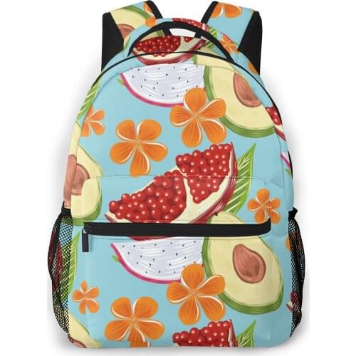 Backpack Women Shoulder Bag For Teenage Girls Hand Drawn Topical Fruit Bagpack Female Ladies School Backpack