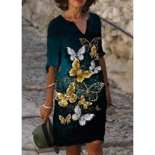 Fashion temperament dress women loose dress all-match print woman dress