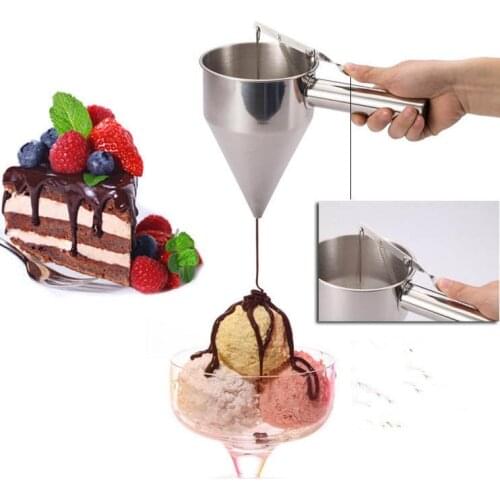 1PC Stainless Steel Octopus Balls Egg Cone Funnel Waffle Maker Tool With Rack Sugar Syrup Dispenser For Cake PH 001