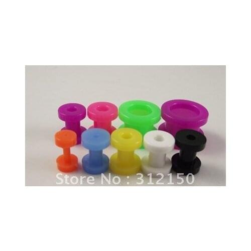 160pcs 8 sizes Wholesale Candy Color Ear Expander Taper Screws Flesh Tunnel Ear Plug Plugs Acrylic Body Piercing Jewelry