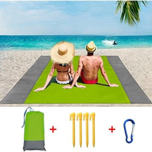 2021 Fashion No Sand Beach Towels Mat Anti Sand Beach Mat Waterproof Beach Blanket Oversized Pocket Picnic Camping Windproof Mat