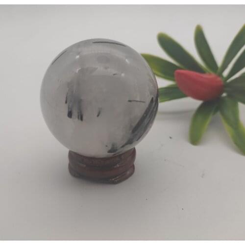 4-5cm Natural beautifu tourmaline black hair quartz crystal ball healing