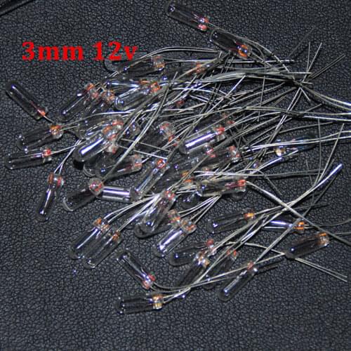 50pcs Edison Miniature 3mm 12v Lamp Bulb Bombilla Incandescent Filament Antique Lamps Light 3 mm 12V Rice Miniature Lamparas