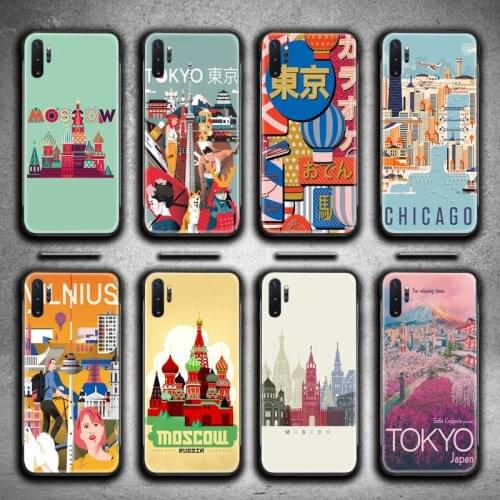 Moscow Tokyo Venice city poster Phone Case For Samsung Galaxy Note20 ultra 7 8 9 10 Plus lite J7 J8 Plus 2018 Prime M21