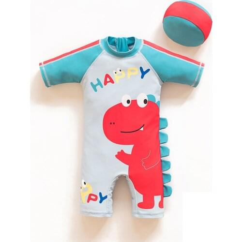 Childrens Swimsuit Boys 2021 One-Piece o\Oy Dinosaur Korean Child Baby Hot Spring Quick-drying New Baby Cute Sunscreen Swimwear